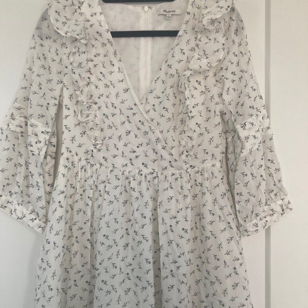 Madewell Ruffled Pleat-Sleeve Mini Dress